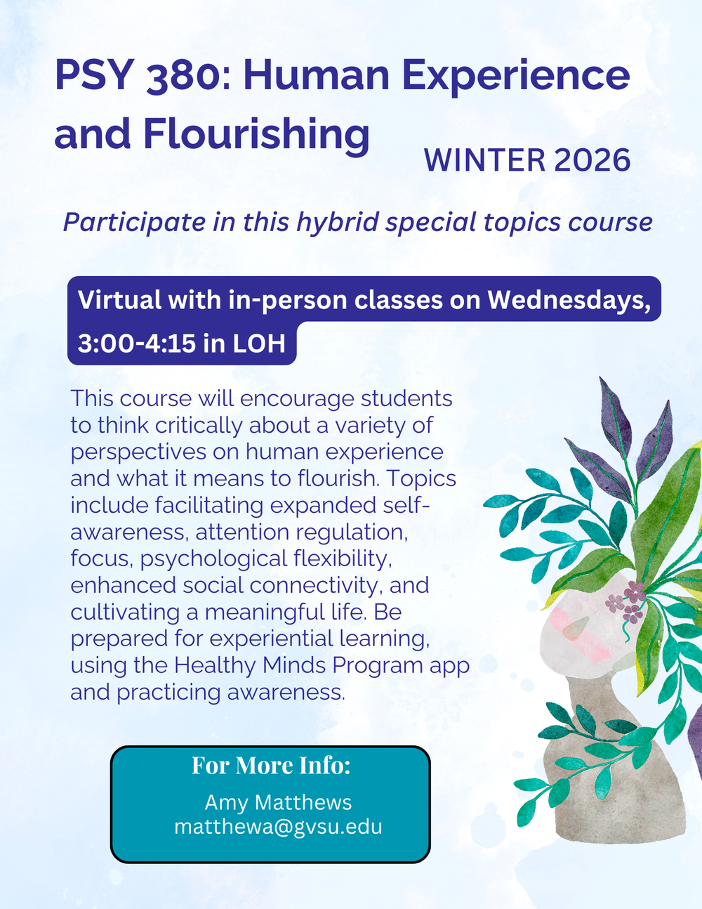 New PSY Course Winter 2026 flyer with details in spotlight post